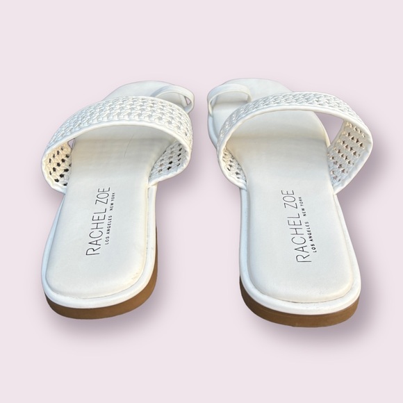 Rachel Zoe Women’s 8 White Woven Flat Sandals with Toe Ring, Rachel Zoe Sandals - Picture 10 of 13